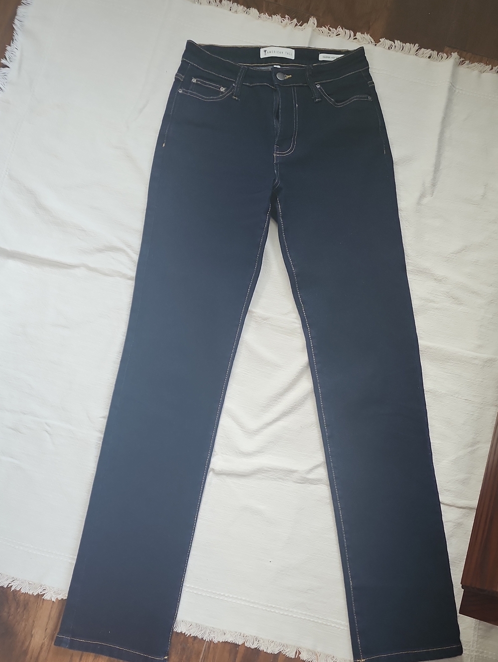 High-Rise Dark Blue Straight-Leg Jeans